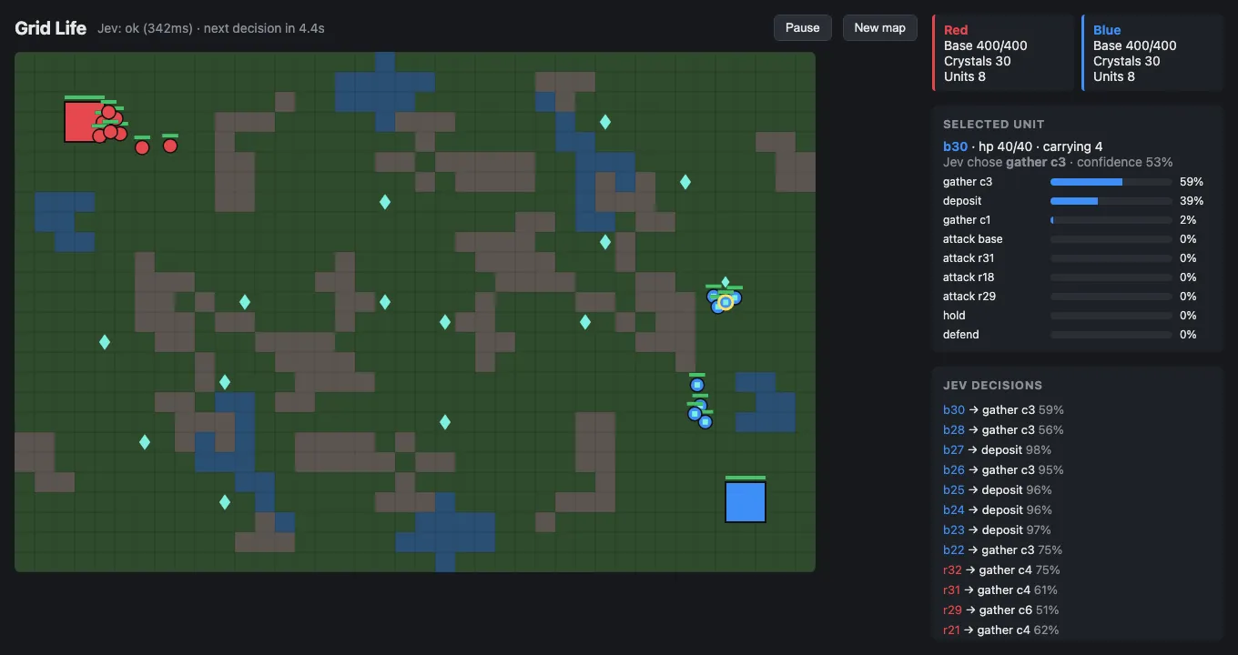 The first version: coloured circles, crystals and two square bases